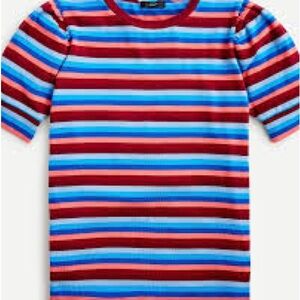 JCrew Striped Shirt - Red and Blue with puff sleeves